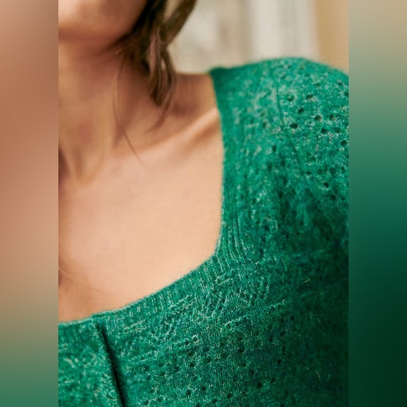 Sézane Esmée Cardigan Mohair Sweater Emerald Green XXS - Picture 3 of 10